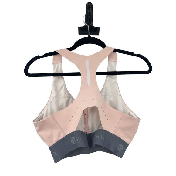 Zella Bra Womens Large Sports Go Run Perforated Sustain Pink Gray Racerback - Picture 5 of 8